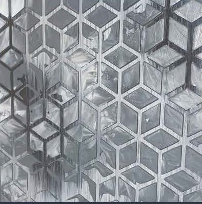 Illesztett 3D Kocka stencil dekorfal