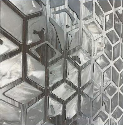 Illesztett 3D Kocka stencil dekorfal